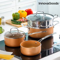 Trem de cozinha com vaporeira Copper-Effect InnovaGoods Kitchen Cookware (6 peças)